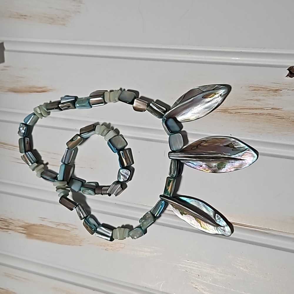 Abalone Shell Statement Necklace - image 1